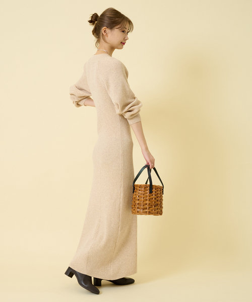 U by SPICK&SPAN（ユーバイスピックアンドスパン）の「ラグランリブニットドレス（ワンピース・レディース・ピンク/ネイビー/アイボリー・FREE）」の8枚目の写真