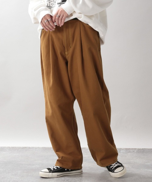 RAGEBLUE（レイジブルー）の「ダックタックワイドパンツ（チノパンツ・メンズ・キャメル/スミクロ・MEDIUM/LARGE）」の9枚目の写真