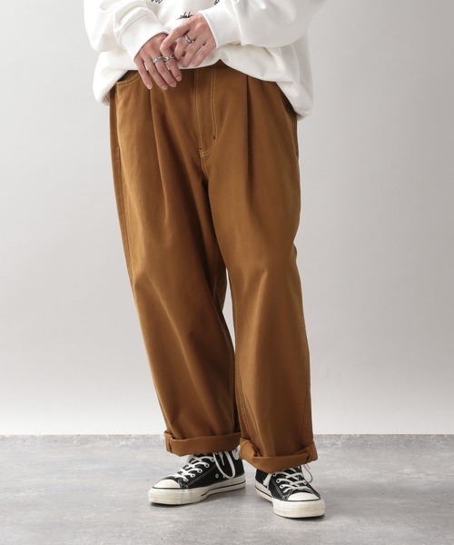 RAGEBLUE（レイジブルー）の「ダックタックワイドパンツ（チノパンツ・メンズ・キャメル/スミクロ・MEDIUM/LARGE）」の12枚目の写真