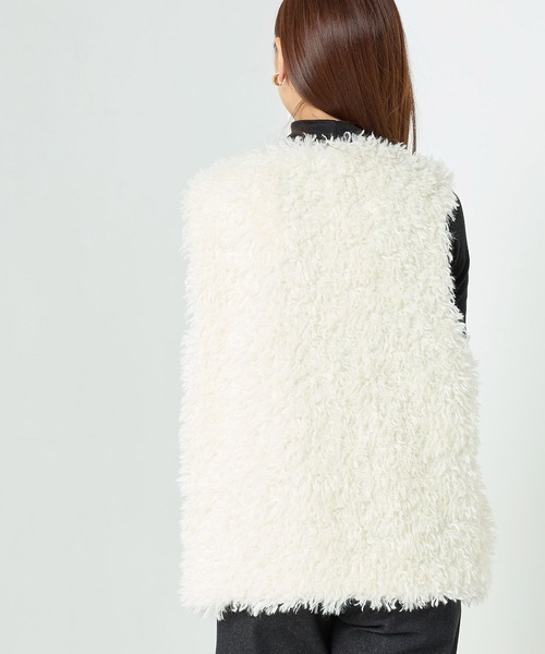 OMNES（オムネス）の「プードルミドルファーベスト（ベスト・レディース・ブラック/ベージュ/ブラウン/アイボリー・FREE）」の7枚目の写真