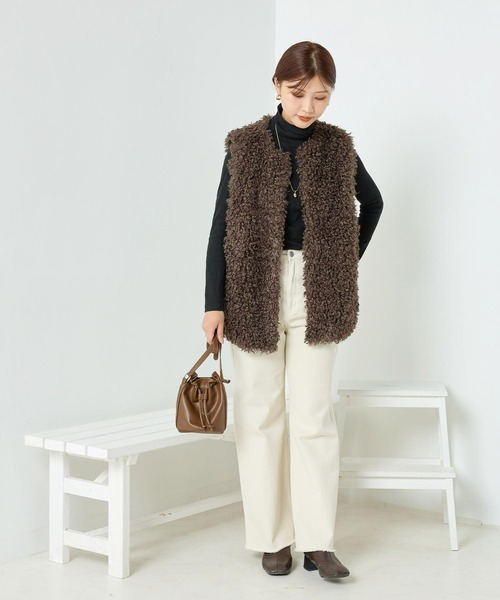 OMNES（オムネス）の「プードルミドルファーベスト（ベスト・レディース・ブラック/ベージュ/ブラウン/アイボリー・FREE）」の17枚目の写真