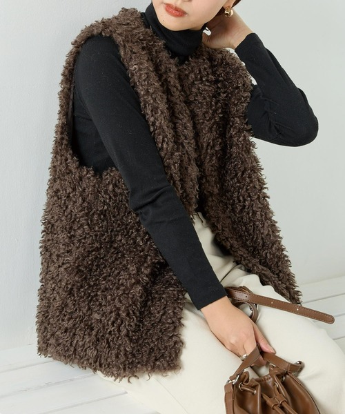 OMNES（オムネス）の「プードルミドルファーベスト（ベスト・レディース・ブラック/ベージュ/ブラウン/アイボリー・FREE）」の22枚目の写真