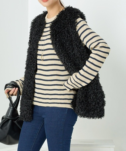 OMNES（オムネス）の「プードルミドルファーベスト（ベスト・レディース・ブラック/ベージュ/ブラウン/アイボリー・FREE）」の12枚目の写真