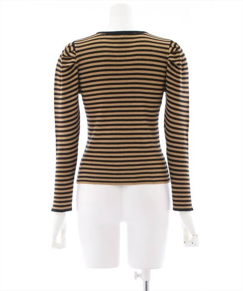 clear(クリア)の「ボーダーフロントリボンニットトップス ≪STAY MOTION≫(ニット/セーター・レディース・ブラック×ホワイト/ブラック系その他・F)」の7枚目の写真