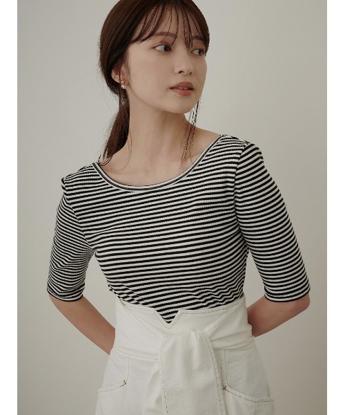 Stylevoice for xxx(スタイルヴォイスフォー)の「【胸パッド付き】ハーフスリーブバックオープンカットソー(Tシャツ/カットソー・レディース・その他/ブラック・FREE)」の14枚目の写真