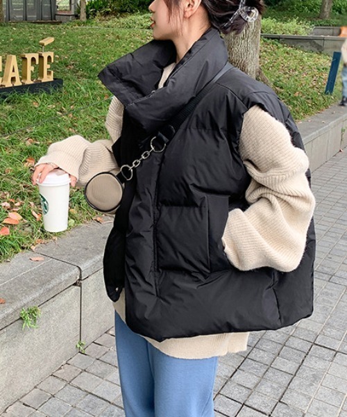 Vipoa（ヴィポア）の「ボリュームダウンベスト（ダウンベスト・レディース・アイボリー/ブラック/ライトピンク・FREE）」の9枚目の写真