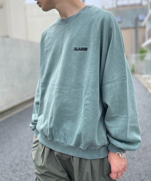 XLARGE（エクストララージ）の「【XLARGE】101214012009　ラグランクルーネックスウェット オーバーダイ長袖トレーナー（スウェット・メンズ・ブラック/グリーン/パープル・L/M/XL/S）」の7枚目の写真