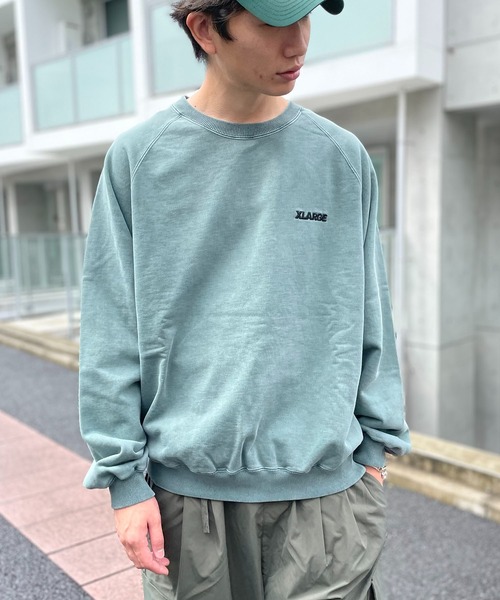 XLARGE（エクストララージ）の「【XLARGE】101214012009　ラグランクルーネックスウェット オーバーダイ長袖トレーナー（スウェット・メンズ・ブラック/グリーン/パープル・L/M/XL/S）」の8枚目の写真