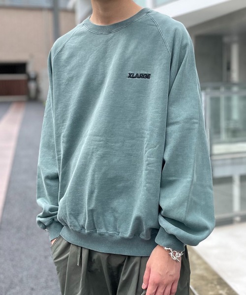 XLARGE（エクストララージ）の「【XLARGE】101214012009　ラグランクルーネックスウェット オーバーダイ長袖トレーナー（スウェット・メンズ・ブラック/グリーン/パープル・L/M/XL/S）」の6枚目の写真