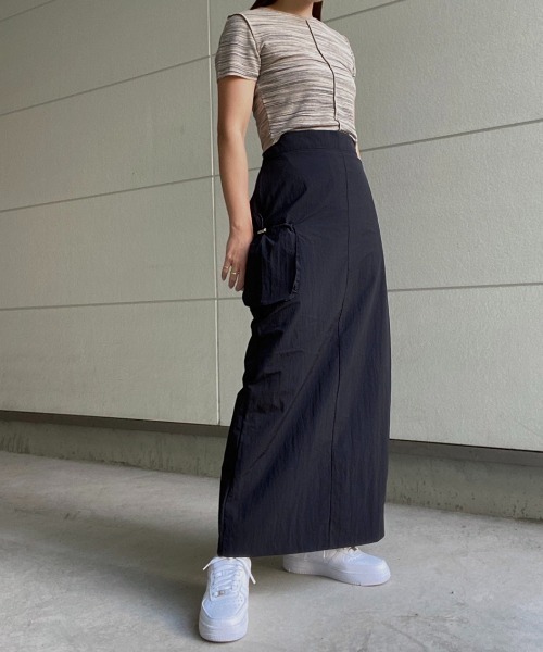 AMAIL（アマイル）の「Straight army skirt（スカート・レディース・ブラック/グレー・FREE）」の2枚目の写真