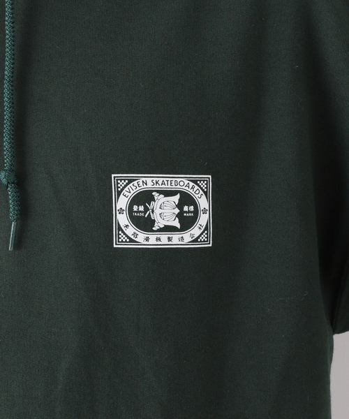 Evisen Skateboards(エビセンスケートボード)の「【EVISEN / エビセン】KABUTO MATCH HOODIE(パーカー・メンズ・グリーン/ブラック・MEDIUM/LARGE)」の13枚目の写真