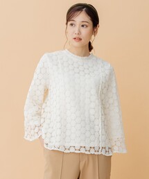 【大人気商品につきNEWカラー登場!】シアーフラワーレース ブラウス