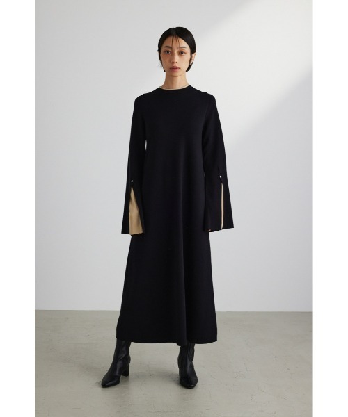 STYLEMIXER（スタイルミキサー）の「バイカラースリーブニットワンピース（ワンピース・レディース・ブラック/ライトブラウン・SMALL/MEDIUM）」の4枚目の写真