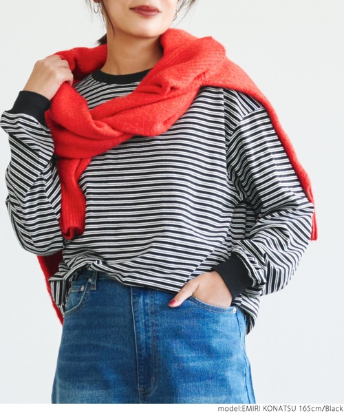 coca(coca)(コカ)の「ボーダールーズロンT(Tシャツ/カットソー・レディース・ブラック/ブルー・M/L)」の10枚目の写真