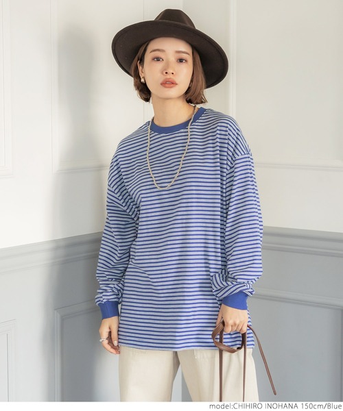 coca(coca)(コカ)の「ボーダールーズロンT(Tシャツ/カットソー・レディース・ブラック/ブルー・M/L)」の14枚目の写真