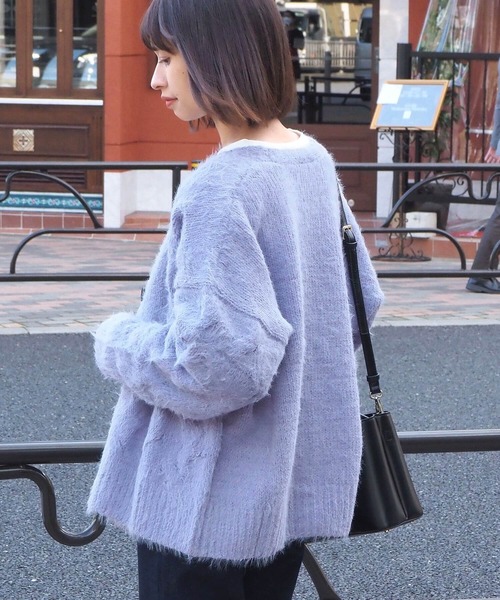 pocket(ポケット)の「フェザーモールケーブルカーディガン(カーディガン/ボレロ・レディース・ライトグレー/グリーン/ダークグレー/ライトブルー・FREE)」の21枚目の写真