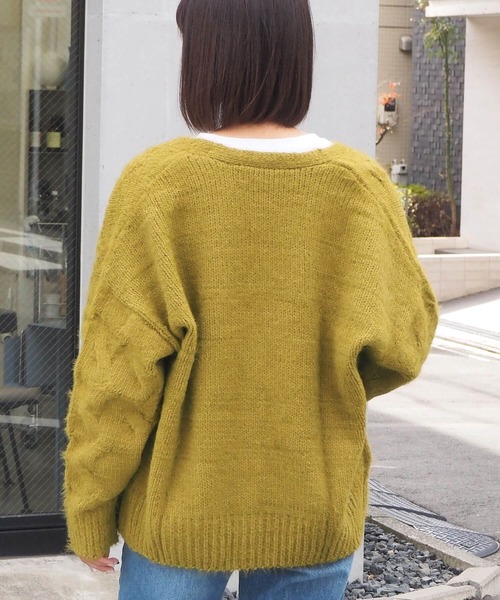 pocket(ポケット)の「フェザーモールケーブルカーディガン(カーディガン/ボレロ・レディース・ライトグレー/グリーン/ダークグレー/ライトブルー・FREE)」の17枚目の写真