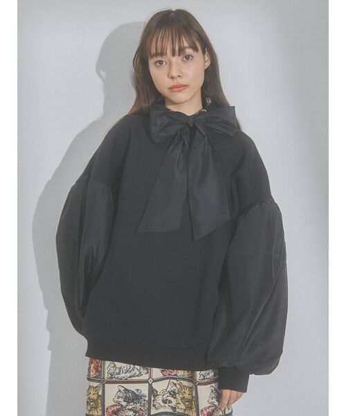 merry jenny(メリージェニー)の「オーガンジーコンビフーディー(パーカー・レディース・ブラック/ピンク/アイボリー・FREE)」の3枚目の写真