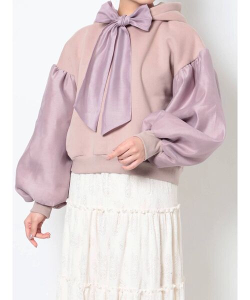 merry jenny(メリージェニー)の「オーガンジーコンビフーディー(パーカー・レディース・ブラック/ピンク/アイボリー・FREE)」の5枚目の写真