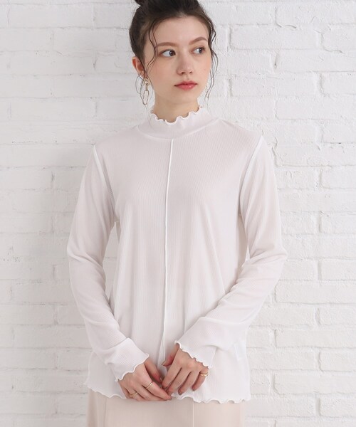 SHOO・LA・RUE（シューラルー）の「◆シアー ハイネック プルオーバー（Tシャツ/カットソー・レディース・ブラック/ホワイト系・02/03）」の7枚目の写真