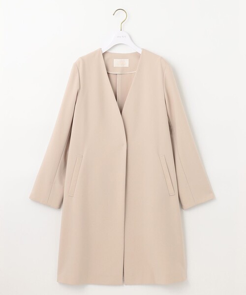 ★新品タグ付き。anysis エニィスィス　ノーカラーコート　ベージュ ファインウールモッサ ノーカラーコート / any SiS L