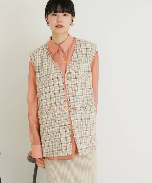 UR Lab.（アーバンリサーチラボ）の「ツイードベスト（ベスト・レディース・ベージュ系その他/グリーン系その他・FREE）」の6枚目の写真
