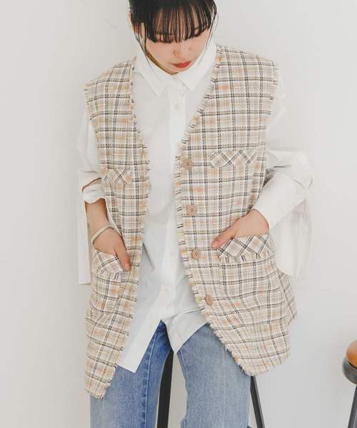 UR Lab.（アーバンリサーチラボ）の「ツイードベスト（ベスト・レディース・ベージュ系その他/グリーン系その他・FREE）」の9枚目の写真