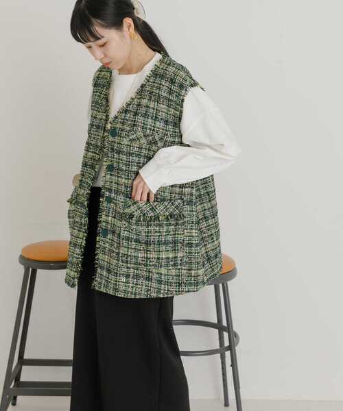 UR Lab.（アーバンリサーチラボ）の「ツイードベスト（ベスト・レディース・ベージュ系その他/グリーン系その他・FREE）」の14枚目の写真