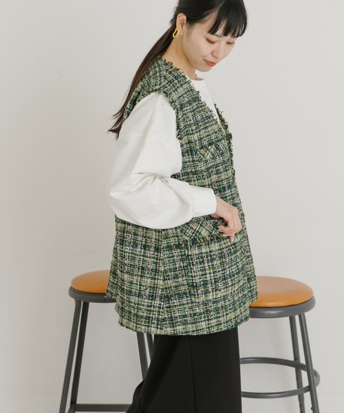 UR Lab.（アーバンリサーチラボ）の「ツイードベスト（ベスト・レディース・ベージュ系その他/グリーン系その他・FREE）」の15枚目の写真