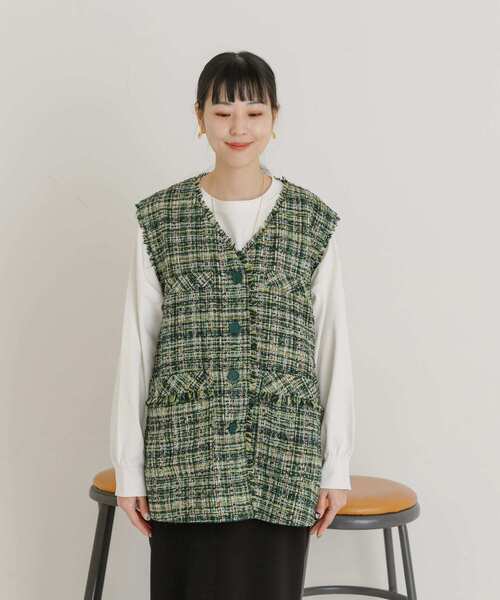 UR Lab.（アーバンリサーチラボ）の「ツイードベスト（ベスト・レディース・ベージュ系その他/グリーン系その他・FREE）」の17枚目の写真