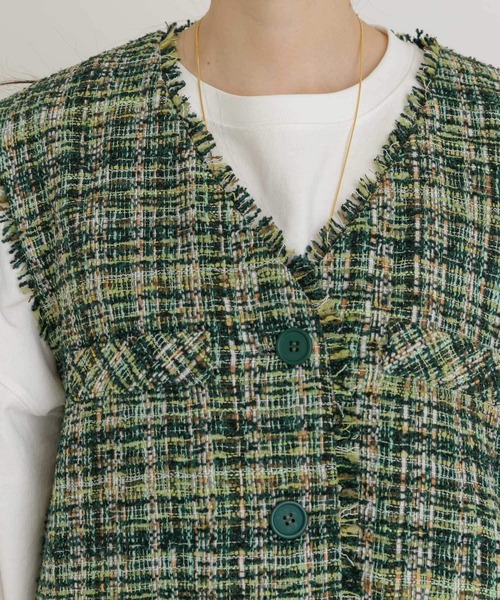 UR Lab.（アーバンリサーチラボ）の「ツイードベスト（ベスト・レディース・ベージュ系その他/グリーン系その他・FREE）」の20枚目の写真