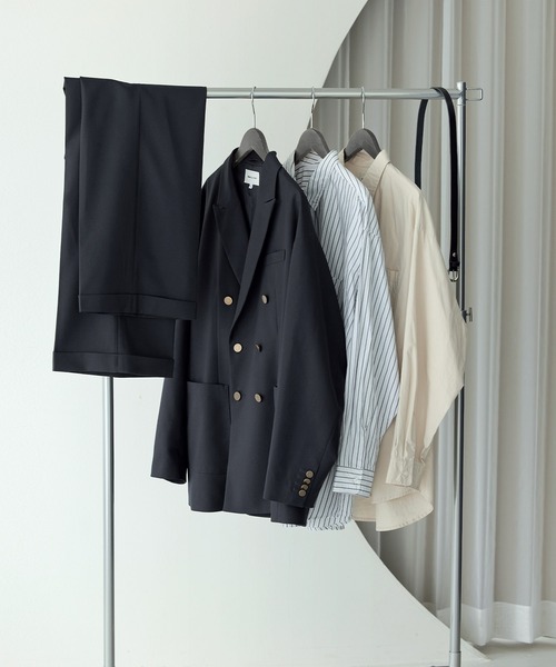 EMMA CLOTHES（エマクローズ）の「TR綾ストレッチ タックワイドストレートダブルスラックスパンツ EMMA CLOTHES（スラックス・メンズ・ダークネイビー/ベージュ系/ブラック・M/L）」の8枚目の写真