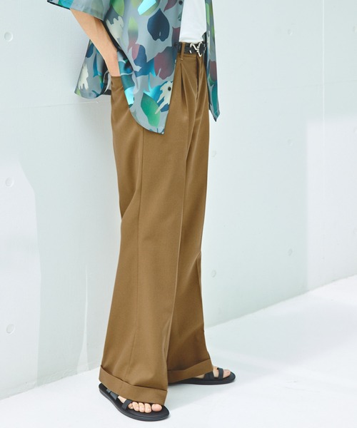 EMMA CLOTHES（エマクローズ）の「TR綾ストレッチ タックワイドストレートダブルスラックスパンツ EMMA CLOTHES（スラックス・メンズ・ダークネイビー/ベージュ系/ブラック・M/L）」の20枚目の写真