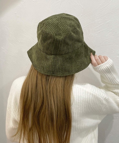 shopnikoniko(ショップニコニコ)の「コーデュロイ バケットハット(ハット・レディース・グリーン/ブラック・フリー)」の4枚目の写真