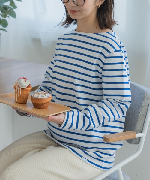 FORK&SPOON（フォークアンドスプーン）の「FORK&SPOON　ボートネックボーダー（Tシャツ/カットソー・レディース・ブルー/ホワイト系その他/ピンク/ネイビー・1/2）」の6枚目の写真