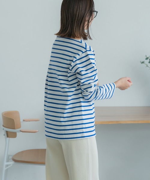 FORK&SPOON（フォークアンドスプーン）の「FORK&SPOON　ボートネックボーダー（Tシャツ/カットソー・レディース・ブルー/ホワイト系その他/ピンク/ネイビー・1/2）」の9枚目の写真