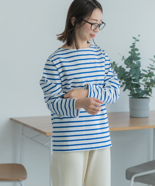 FORK&SPOON（フォークアンドスプーン）の「FORK&SPOON　ボートネックボーダー（Tシャツ/カットソー・レディース・ブルー/ホワイト系その他/ピンク/ネイビー・1/2）」の10枚目の写真