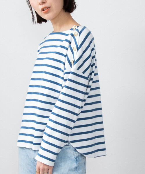 NOLLEY’S(ノーリーズ)の「フライスボーダー/ムジショルダー釦プルオーバーカットソー(Tシャツ/カットソー・レディース・ブルー系その他3/ホワイト系その他4/オフホワイト・FREE)」の3枚目の写真