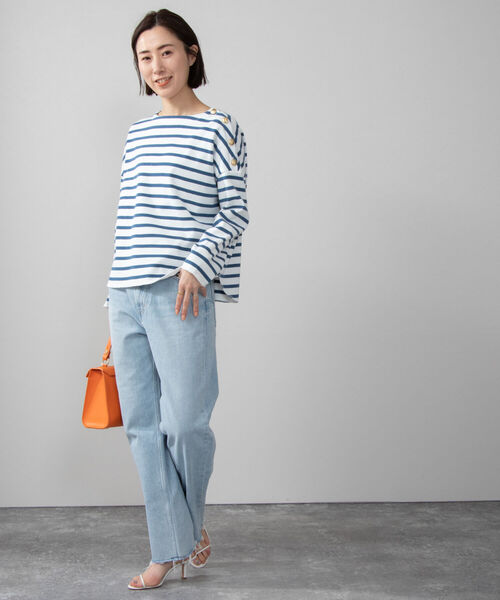 NOLLEY’S(ノーリーズ)の「フライスボーダー/ムジショルダー釦プルオーバーカットソー(Tシャツ/カットソー・レディース・ブルー系その他3/ホワイト系その他4/オフホワイト・FREE)」の4枚目の写真