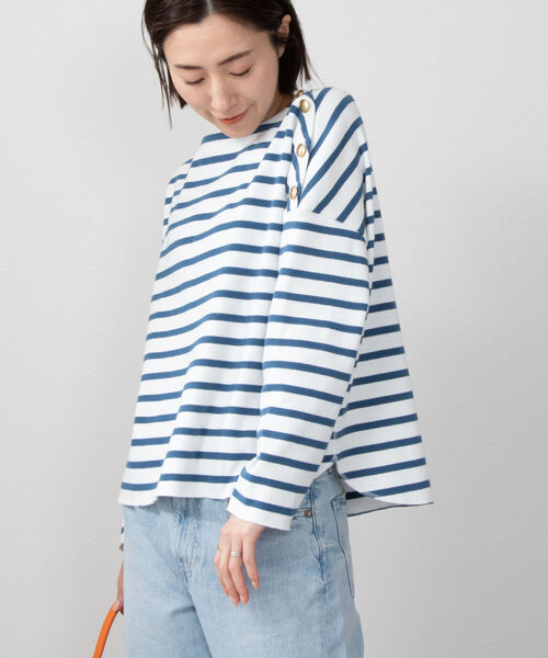NOLLEY’S(ノーリーズ)の「フライスボーダー/ムジショルダー釦プルオーバーカットソー(Tシャツ/カットソー・レディース・ブルー系その他3/ホワイト系その他4/オフホワイト・FREE)」の7枚目の写真