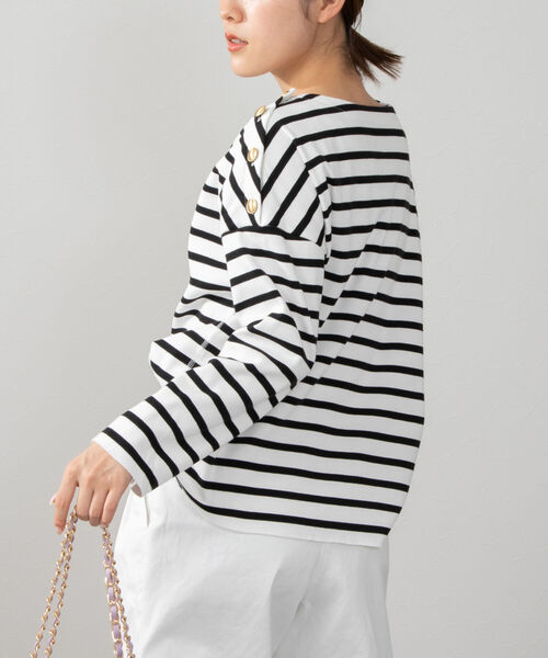 NOLLEY’S(ノーリーズ)の「フライスボーダー/ムジショルダー釦プルオーバーカットソー(Tシャツ/カットソー・レディース・ブルー系その他3/ホワイト系その他4/オフホワイト・FREE)」の20枚目の写真