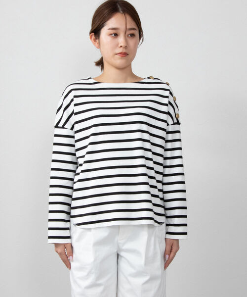 NOLLEY’S(ノーリーズ)の「フライスボーダー/ムジショルダー釦プルオーバーカットソー(Tシャツ/カットソー・レディース・ブルー系その他3/ホワイト系その他4/オフホワイト・FREE)」の22枚目の写真