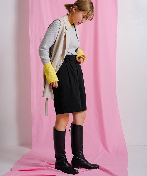 bohmal(ボマール)の「タックハーフパンツ(その他パンツ・レディース・ベージュ/ブラック・FREE)」の10枚目の写真