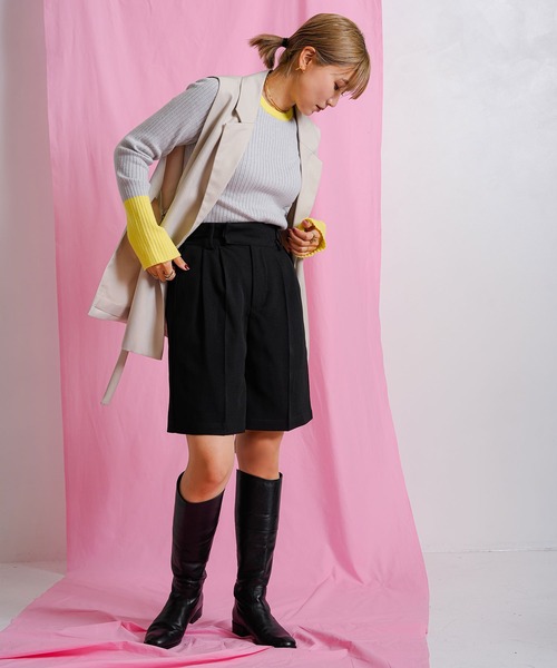 bohmal(ボマール)の「タックハーフパンツ(その他パンツ・レディース・ベージュ/ブラック・FREE)」の13枚目の写真