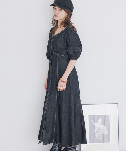 mysty woman（ミスティウーマン）の「［追加1］デニムエンパイアワンピース 190564（ワンピース・レディース・ブルー/ブラック/ライトブルー・FREE）」の11枚目の写真