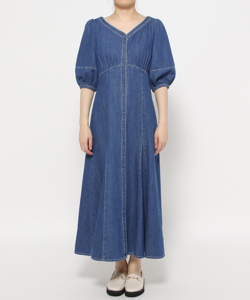 mysty woman（ミスティウーマン）の「［追加1］デニムエンパイアワンピース 190564（ワンピース・レディース・ブルー/ブラック/ライトブルー・FREE）」の12枚目の写真