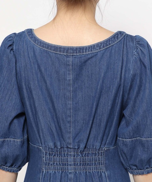 mysty woman（ミスティウーマン）の「［追加1］デニムエンパイアワンピース 190564（ワンピース・レディース・ブルー/ブラック/ライトブルー・FREE）」の15枚目の写真