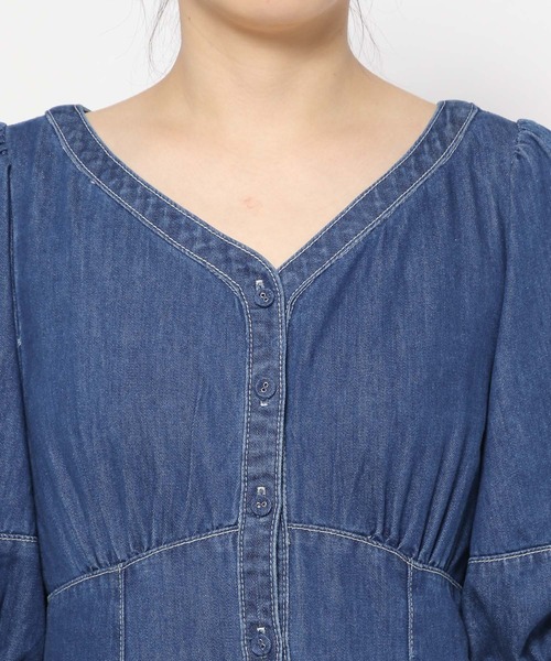 mysty woman（ミスティウーマン）の「［追加1］デニムエンパイアワンピース 190564（ワンピース・レディース・ブルー/ブラック/ライトブルー・FREE）」の16枚目の写真