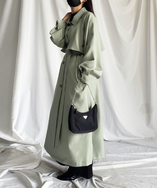 me+em select(ミームセレクト)の「【2WAY】オーバーサイズ スタンドカラーロングトレンチコート(トレンチコート・レディース・ブラック/ライトカーキ/ベージュ/サンドベージュ/アイボリー/チャコール・MEDIUM/SMALL/LARGE)」の20枚目の写真