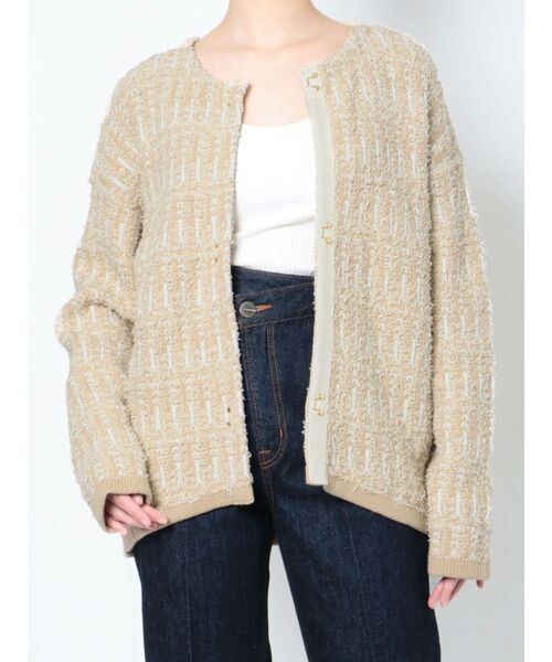 LAGUNAMOON(ラグナムーン)の「ツイードニットカーディガン(カーディガン/ボレロ・レディース・ベージュ/アイボリー/ライトブルー・FREE)」の22枚目の写真